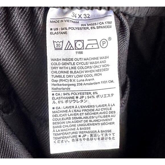 Banana Republic Mens Performance Tapered Pants Size 34X32 Black Golf Travel Slim - Picture 8 of 9